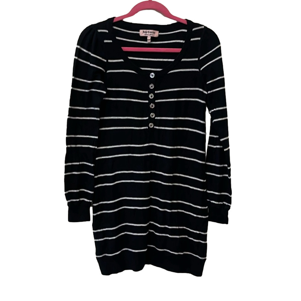 Juicy Couture black/white stripe sweater dress, small 🔵